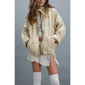 Free People Dolman Quilted Jacket Vanilla Cream Size XL – Oversized Cozy Bomber